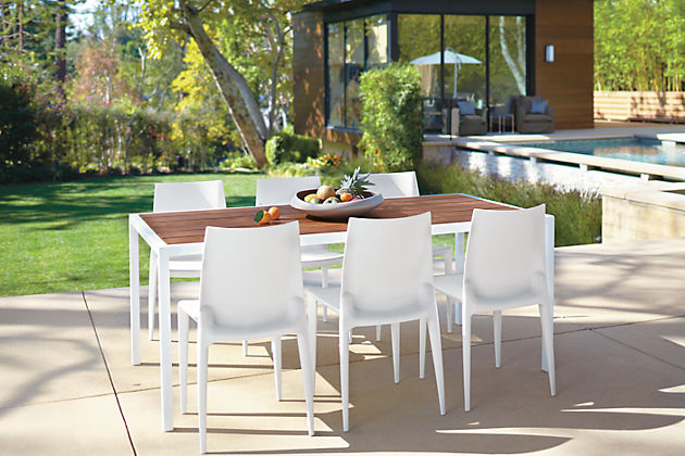 White Metal Frame Outdoor Dining Table, White Metal Outdoor Dining Table